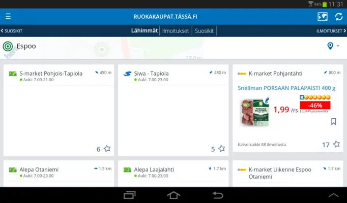 Ruokakaupat android App screenshot 3